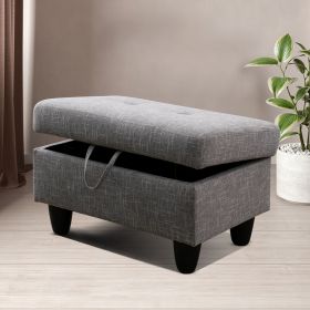 Grey Linen Living Room Sofa Ottoman