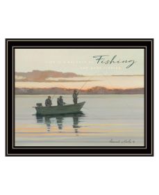 "Fishing" by Bonnie Mohr, Ready to Hang Framed Print, Black Frame