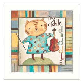 "Hey Diddle Diddle" By Bernadette Deming, Printed Wall Art, Ready To Hang Framed Poster, White Frame