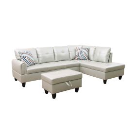 Silver Green Faux Leather Living Room Sofa Set B