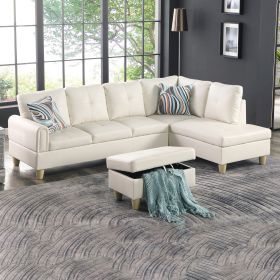 Peaerl White Faux Leather Living Room Sofa Set B