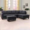 Black Grey Linen Living Room Sofa Set B