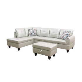 Silver Green Faux Leather Living Room Sofa Set A