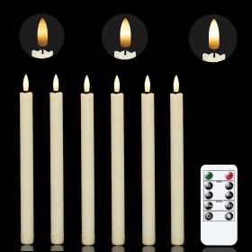 Chamvis Flickering Ivory Flameless LED Battery Operated Taper Plastic Candles 3D Wick Lights 6PK with Remote Control with Timer for Home Decor Hallowe