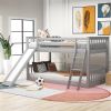 Bunk Bed with Convertible Slide and Ladder, Gray