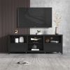 70.08 Inch Length Black TV Stand for Living Room and Bedroom, with 2 Drawers and 4 High-Capacity Storage Compartment.