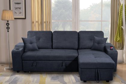 Right-facing sectional sofa with footrest, convertible corner sofa with armrest storage, living room and apartment sectional sofa, right chaise longue