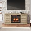 Bridgevine Home Topanga 68 inch Electric Fireplace TV Console for TVs up to 80 inches, Minimal Assembly, Alabaster finish