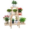 Wooden Plant Stand 3-Tier Potted Flower Shelf Multi-tier Flower Pot Rack Holder Triangle Ladder Plant Vase Display Rack 82lbs Max Load for Indoor Pati