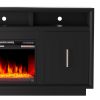 Bridgevine Home Sunset 83 inch Electric Fireplace TV Stand for TVs up to 95 inches, Minimal Assembly, Black Finish