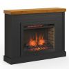 Bridgevine Home Washington 48 inch Fireplace with Mantel, Black and Whiskey Finish