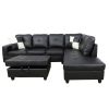 Black Faux Leather 3-Piece Couch Living Room Sofa Set B