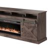 Bridgevine Home Farmhouse 93 inch Electric Fireplace TV Stand for TVs up to 100 inches, Minimal Assembly, Barnwood Finish