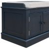 Storage Bench with 4 Doors and Adjustable Shelves, Shoe Bench with Removable Cushion for Living Room, Entryway (Antique Navy)