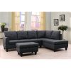 Black Grey Linen Living Room Sofa Set B