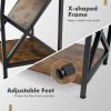 3-Tier Industrial Side Table with V-shaped Bookshelf for Living Room