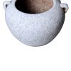 Artisan Ceramic Grey Stone Vase 10"D x 7"H - Country Charm for Your Home