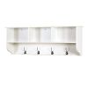 White Entryway Wall Mounted Coat Rack with 4 Dual Hooks Living Room Wooden Storage Shelf