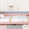 Twin Size Upholstered Daybed with Carton Ears Shaped Headboard, Pink