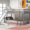 Bunk Bed with Convertible Slide and Ladder, Gray