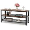 3-Tier Industrial Entertainment TV Stand with Metal Mesh Shelf