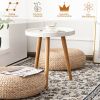 Round Side Sofa Coffee Table with Wooden Tray