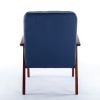 Mid Century Single Armchair Sofa Accent Chair Retro Modern Solid Wood Armrest Accent Chair, Fabric Upholstered Wooden Lounge Chair Navy