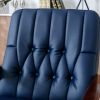 Mid Century Single Armchair Sofa Accent Chair Retro Modern Solid Wood Armrest Accent Chair, Fabric Upholstered Wooden Lounge Chair Navy