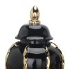 Elegant Black Ceramic Ginger Jar Vase with Gold Accents and Removable Lid - Timeless Home Decor