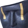 Ceramic Face Sculpture Vase in Black with Gold Accent - Unique and Eye-Catching Home Decor