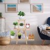 Wooden Plant Stand 3-Tier Potted Flower Shelf Multi-tier Flower Pot Rack Holder Triangle Ladder Plant Vase Display Rack 82lbs Max Load for Indoor Pati