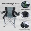 YSSOA Oversized Camping Folding Chair with Cup Holder, Side Cooler Bag, Heavy Duty Steel Frame Fully P Added Quad Armchair for Outdoors, 1-Pack, Grey