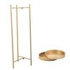 Modern Folding Metal 2-Tier Plant Stand Potted Plant Holder Shelf with 2 Round Trays Indoor Outdoor, Versatile, Golden