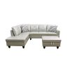 Silver Green Faux Leather Living Room Sofa Set A