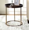 Genoa Round Tray Table with Metal Frame, Espresso