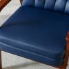 Mid Century Single Armchair Sofa Accent Chair Retro Modern Solid Wood Armrest Accent Chair, Fabric Upholstered Wooden Lounge Chair Navy