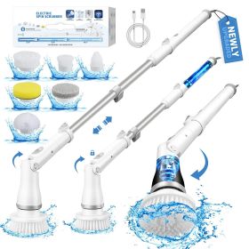 Electric Spin Scrubber, Bathroom Cleaning Brush, 2 Speeds With 5 Replacement Heads, Shower Scrubber Brush With Long Handle For Kitchen, Bathtub, Floor (Option: 180min Runtime)