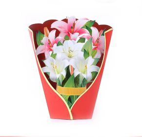 Pop Up Cards Forever Flower Bouquet 3D Popup Greeting Cards (Color: red 3)