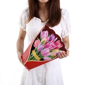 Pop Up Cards Forever Flower Bouquet 3D Popup Greeting Cards (Color: red 6)