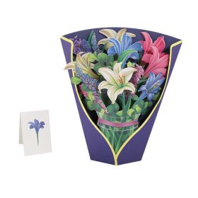 Pop Up Cards Forever Flower Bouquet 3D Popup Greeting Cards (Color: blue 2)