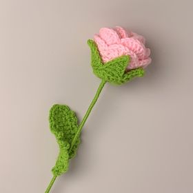 Rose Weaving Bouquet; Fake Flowers; Handmade Crochet Artificial Flower Yarn Flower Finished Product; Mother's Day Gift; Birthday Gift (Color: Light Pink)