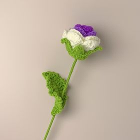 Rose Weaving Bouquet; Fake Flowers; Handmade Crochet Artificial Flower Yarn Flower Finished Product; Mother's Day Gift; Birthday Gift (Color: Gradient Purple)