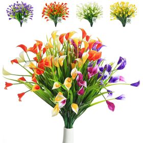 4 Bundles Premium Oxidation Resistance Artificial Flower; Artificial Outdoor Flowers UV Resistant Fake Flowers No Fade Faux Plastic Greenery Shrubs Ga (Color: 4 kinds of flowers mix)