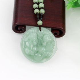 Dragon Guan Gong Gold Toad Brave Light Green Necklace (Color: Double brave)