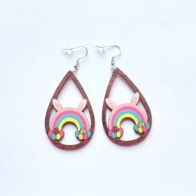 New Revival Water-saving Leopard Pattern Rabbit And Chicken Revival Egg Earrings Easter Decoration Jewelry (Style: Rainbow)