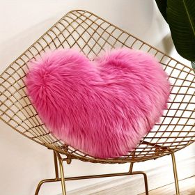 1pc Boho Love Heart Plush Throw Pillow - Fluffy Luxury Cushion for Couch, Sofa, Bed - Detachable and Machine Washable Home Decor (Color: rose red, size: 40*50cm/15.7*19.7")