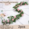 2pcs Fake Rose Vine Flowers Garland Plant Artificial Flower Wall Hanging Flower Rattan Fake Plant Leaf Wedding Home Garden Decor