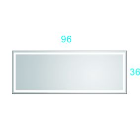 96in. W x36 in. H Framed LED Single Bathroom Vanity Mirror in Polished Crystal Bathroom Vanity LED Mirror with 3 Color Lights Mirror for Bathroom Wall (Color: as Pic)