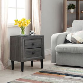 2PCS Nightstand W/2 Drawer Multipurpose (Color: Gray)