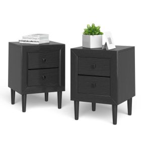 2PCS Nightstand W/2 Drawer Multipurpose (Color: Black)